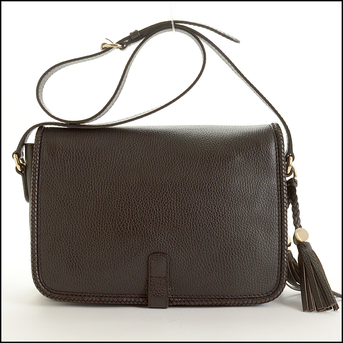 RDC15618 GUCCI Dark Brown Leather Marrakech Medium Flap Bag