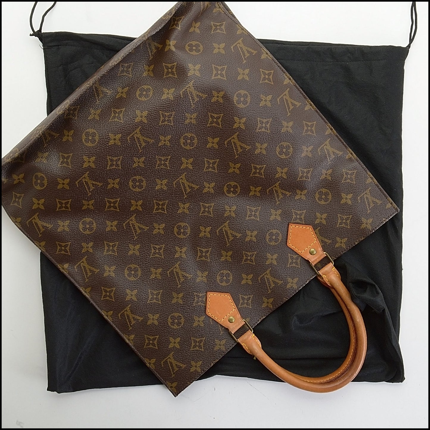 RDC14124 Authentic LOUIS VUITTON Vintage '90 Brown Monogram Sac Plat GM Tote Bag