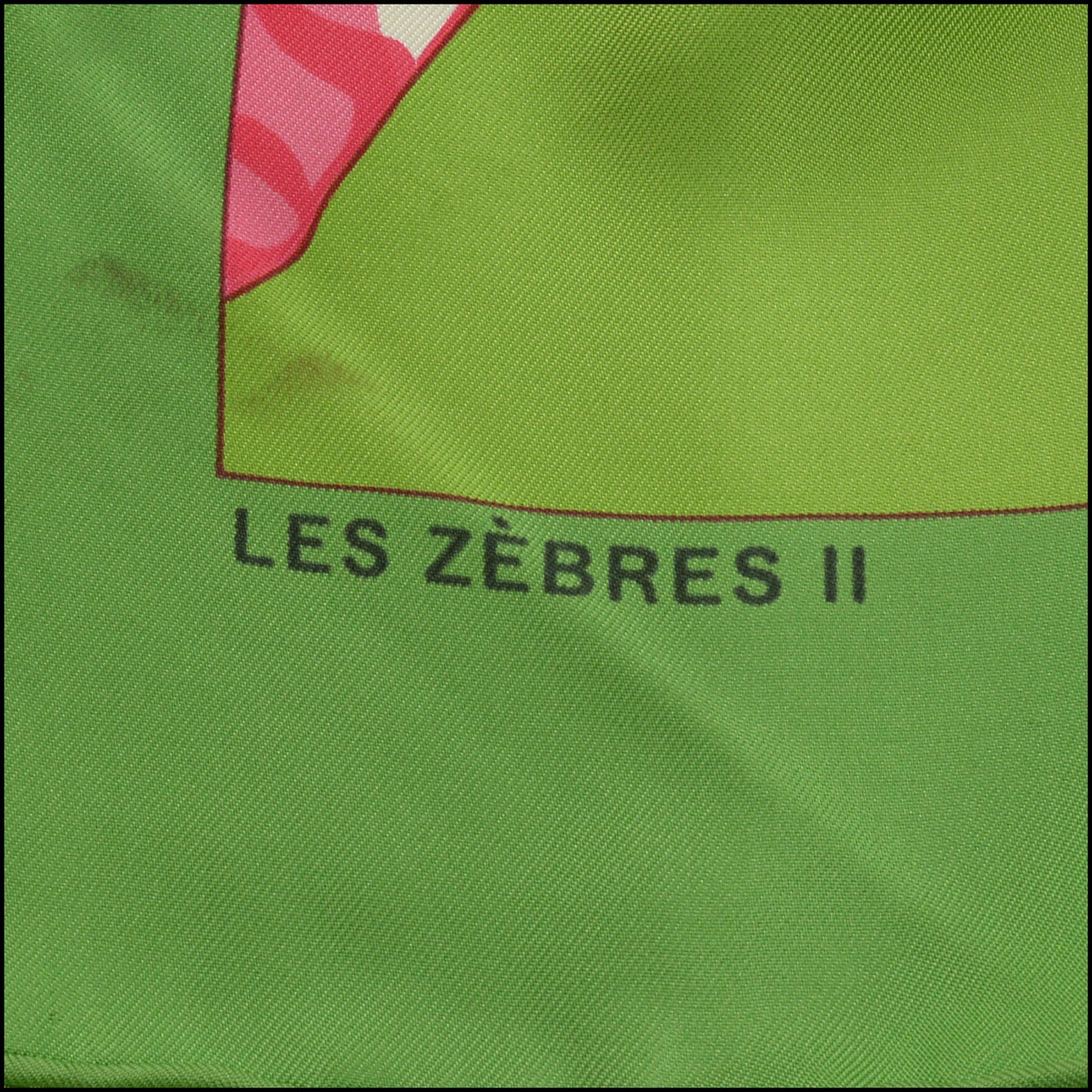 RDC15090 HERMES Green/Pink "Les Zebres II" 90 Silk Scarf
