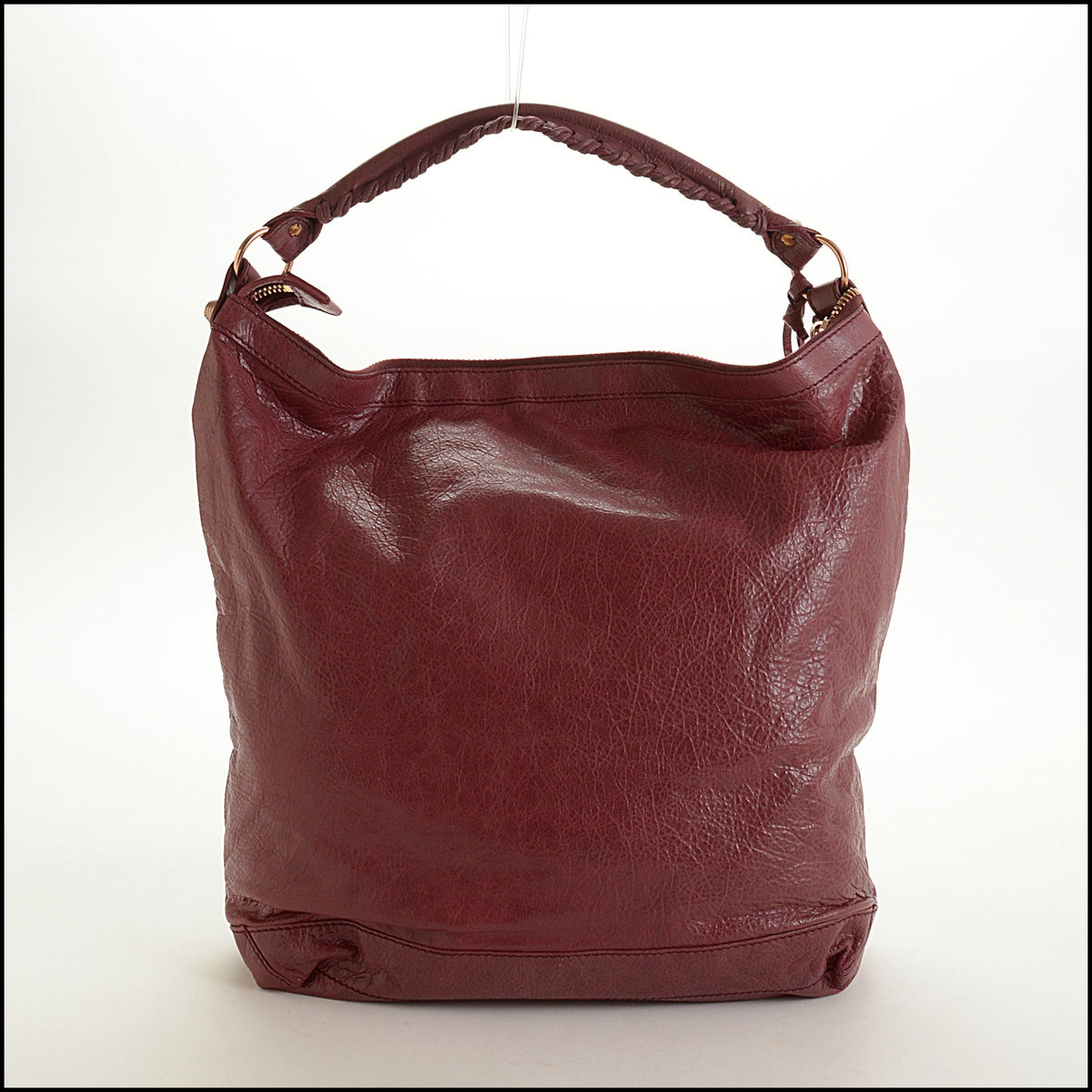 RDC15741 BALENCIAGA '12 Cassis Burgundy Lambskin 12mm Rose Gold Mini Giant Day Bag