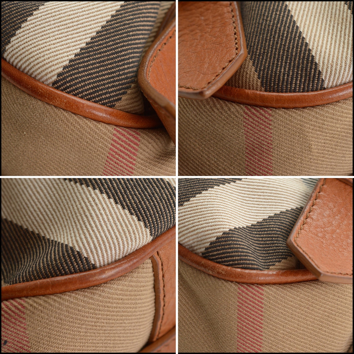 RDC15560 BURBERRY Beige Prorsum House Check Canvas and Leather East West Shoulder Bag