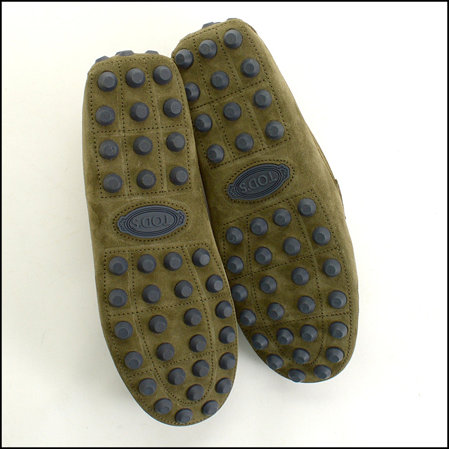 RDC15145 TOD'S Men's Green Suede Gommino "T" Driving Loafers Size 8