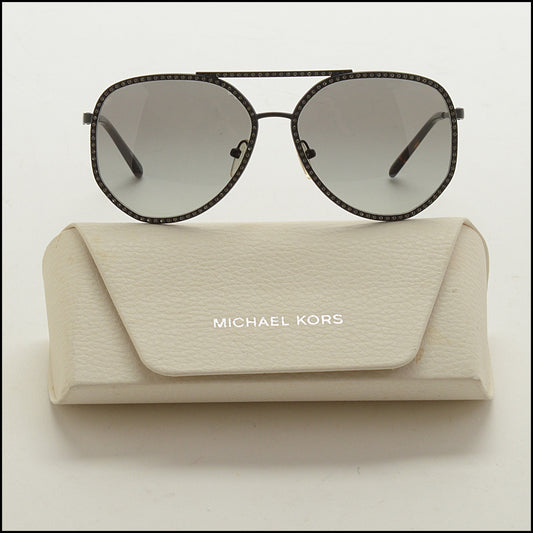 RDC14990 MICHAEL KORS Crystal Studded Black Aviator Miami Sunglasses