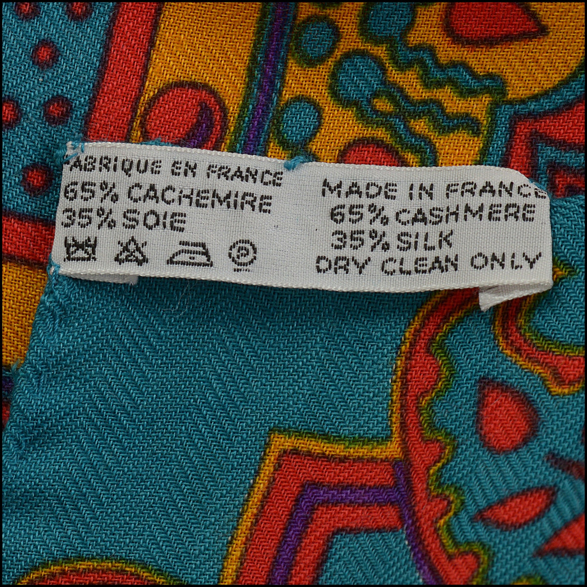 RDC15687 HERMES Blue/Yellow/Red ''Paisley" 140 Cashmere Shawl