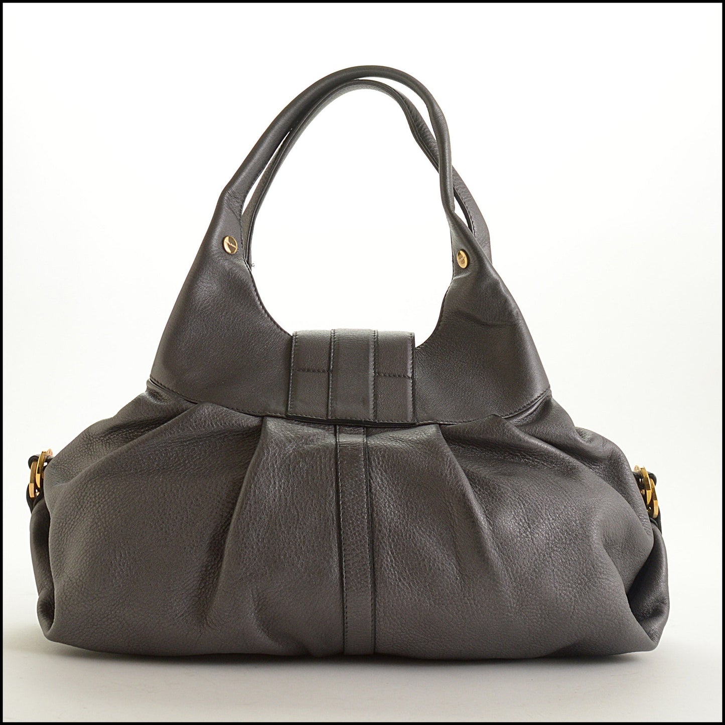 RDC15612 BVLGARI Metallic Silver Leather Chandra bag