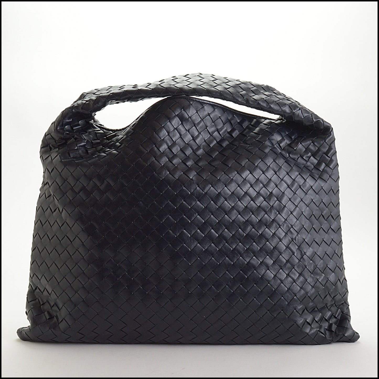 RDC14536 BOTTEGA VENETA Dark Navy Inrecciato Calfskin Large Hop Bag