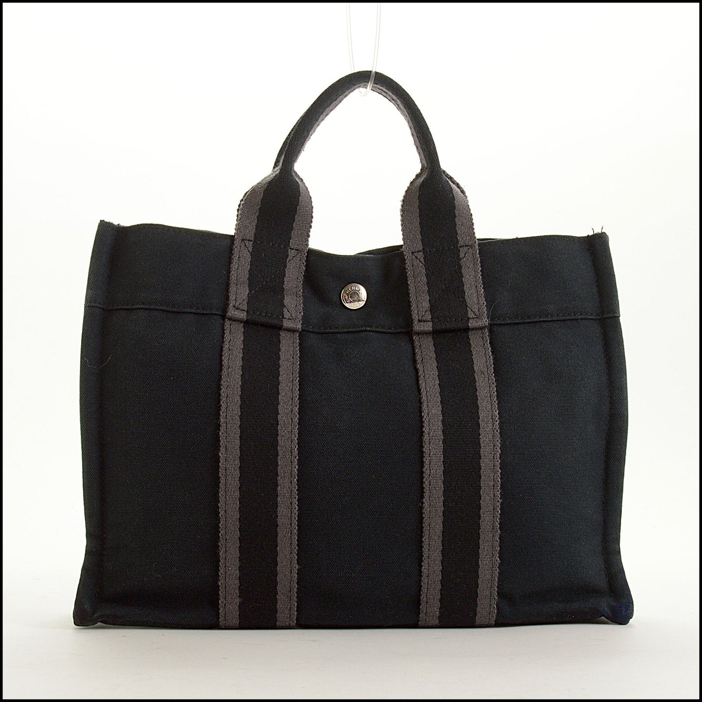 RDC15582 HERMES Black Canvas Fourre-Tout PM Mini Tote Bag