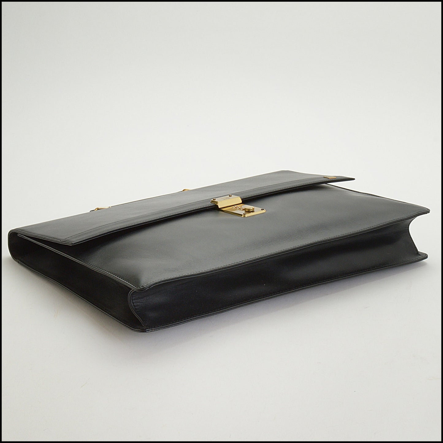 RDC14938 DUNHILL Vintage 90s Black Leather Locking Briefcase