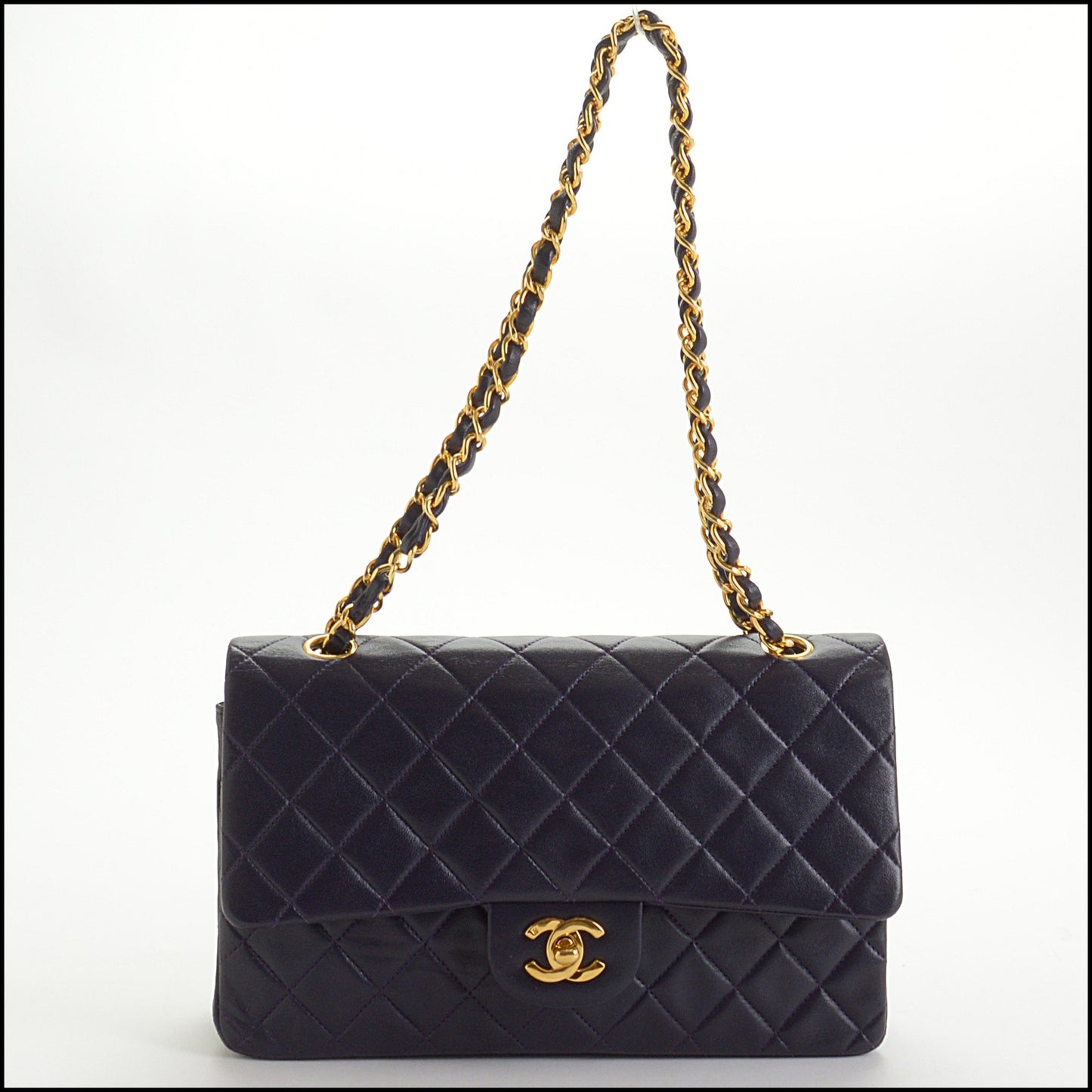 RDC14478 Chanel '89-'91 Eggplant Lambskin Classic Small Double Flap Bag