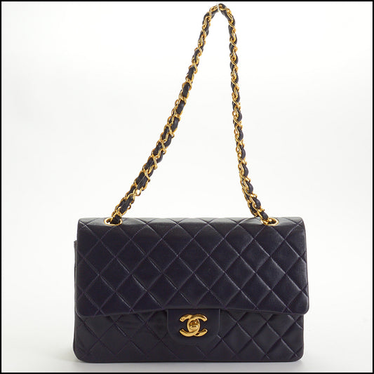 RDC14478 Chanel '89-'91 Eggplant Lambskin Classic Medium Double Flap Bag