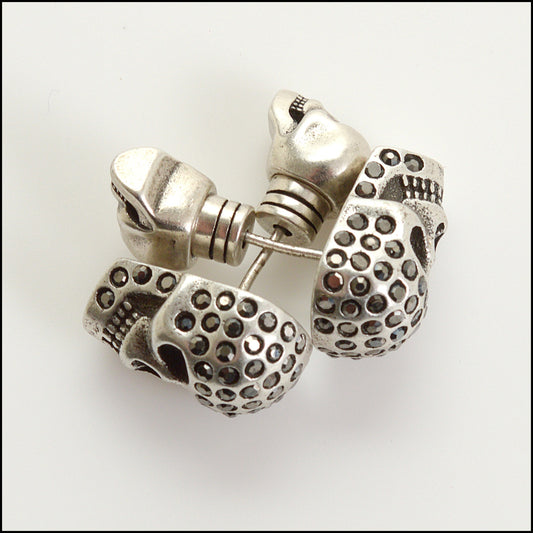 RDC15153 ALEXANDER MCQUEEN Silver Skull Post Earrings