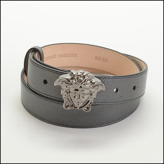 RDC14897 VERSACE Dark Silver La Medusa Head Buckle Belt Size 80/32