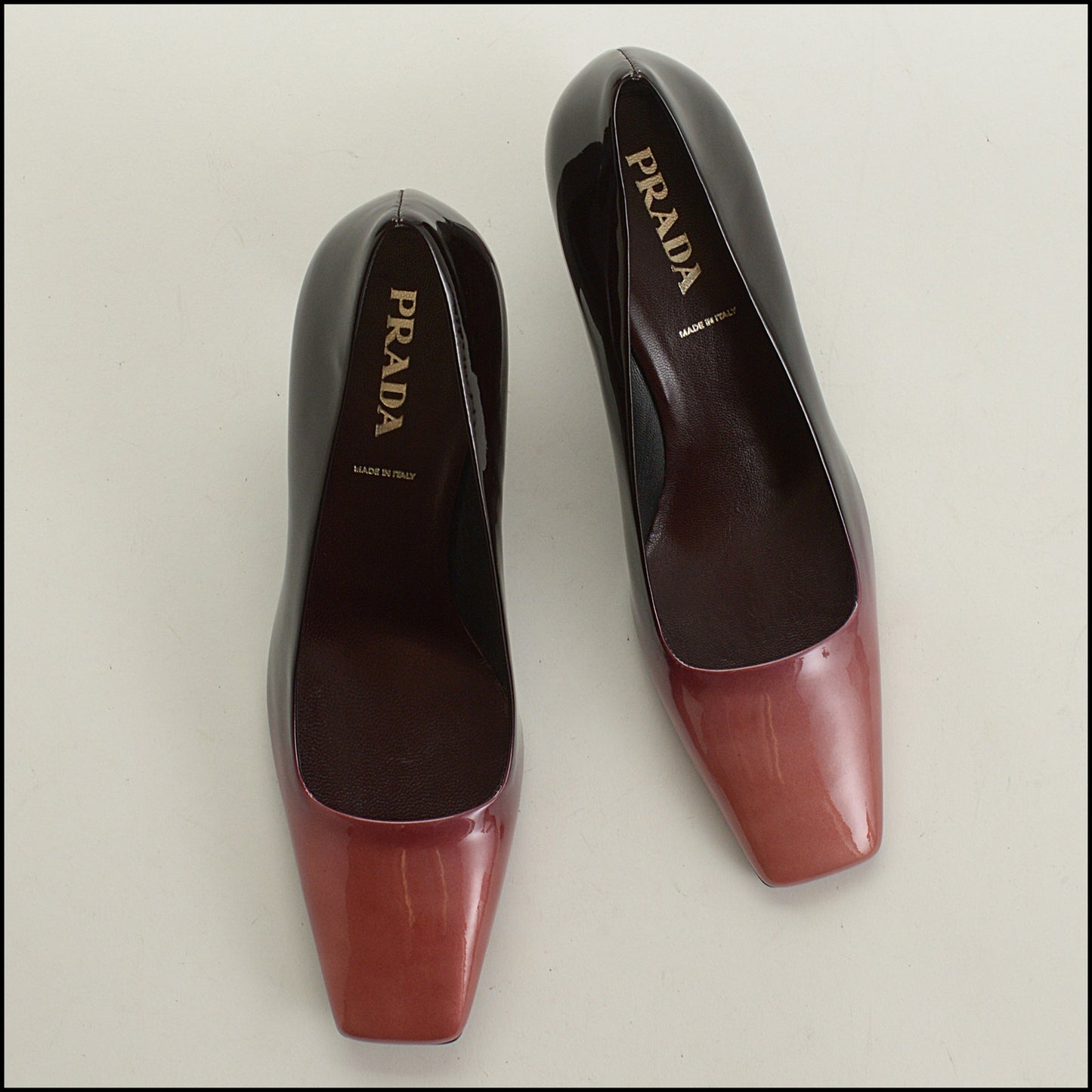RDC15370 PRADA Purple Ombre Patent Leather Square Toe Pumps Size 36