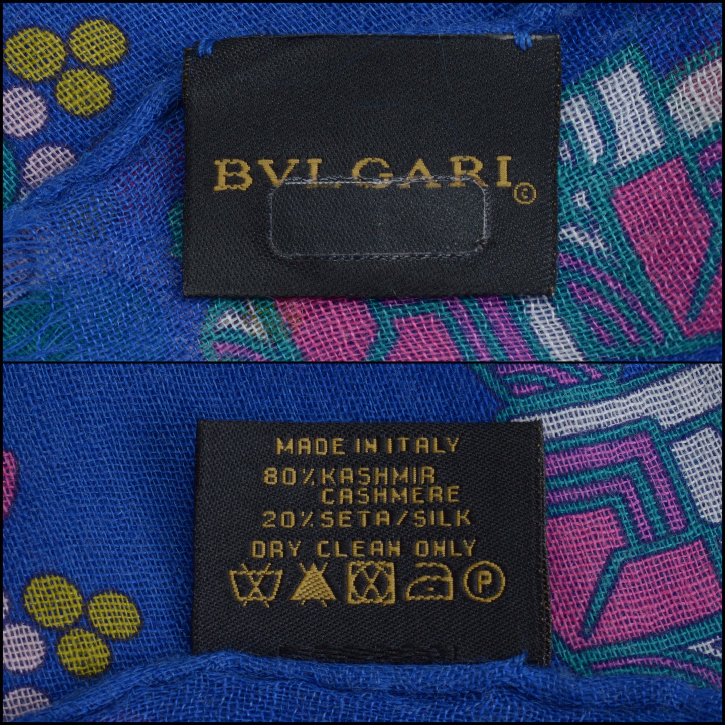RDC13598 Authentic BVLGARI Blue/Multi Printed Jewels Cashmere/Silk Stole/Scarf