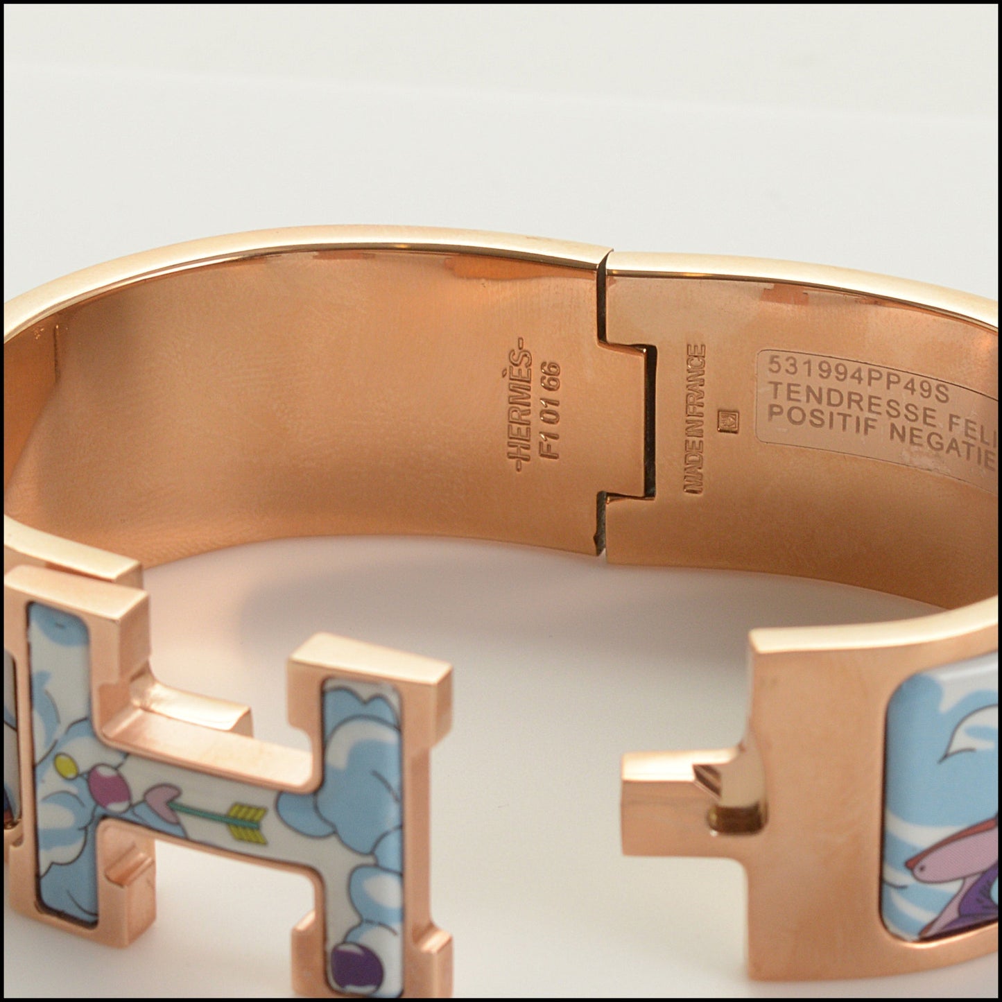 RDC15439 HERMES Blue Dans le Nuages Wide Clic Clac H Bracelet Size XS T1
