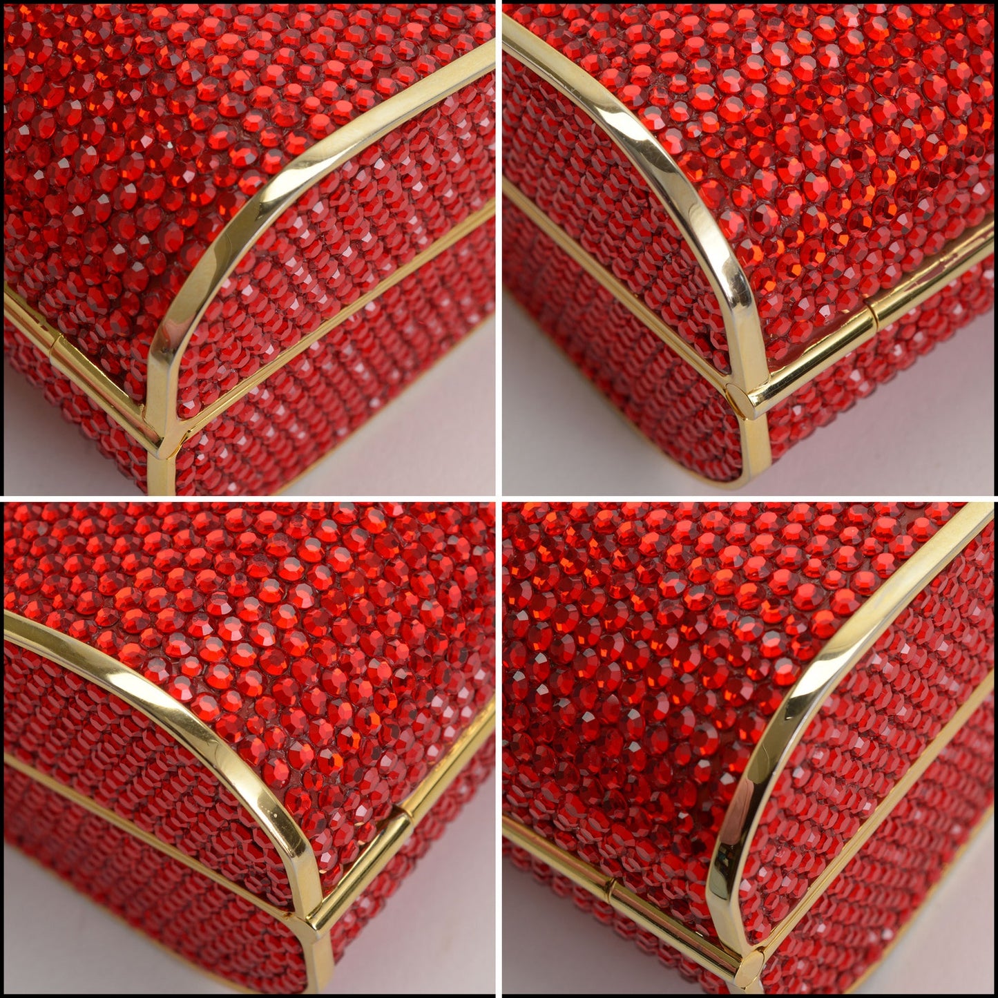 RDC14972 JUDITH LEIBER Red Crystal Minaudiere Evening Bag