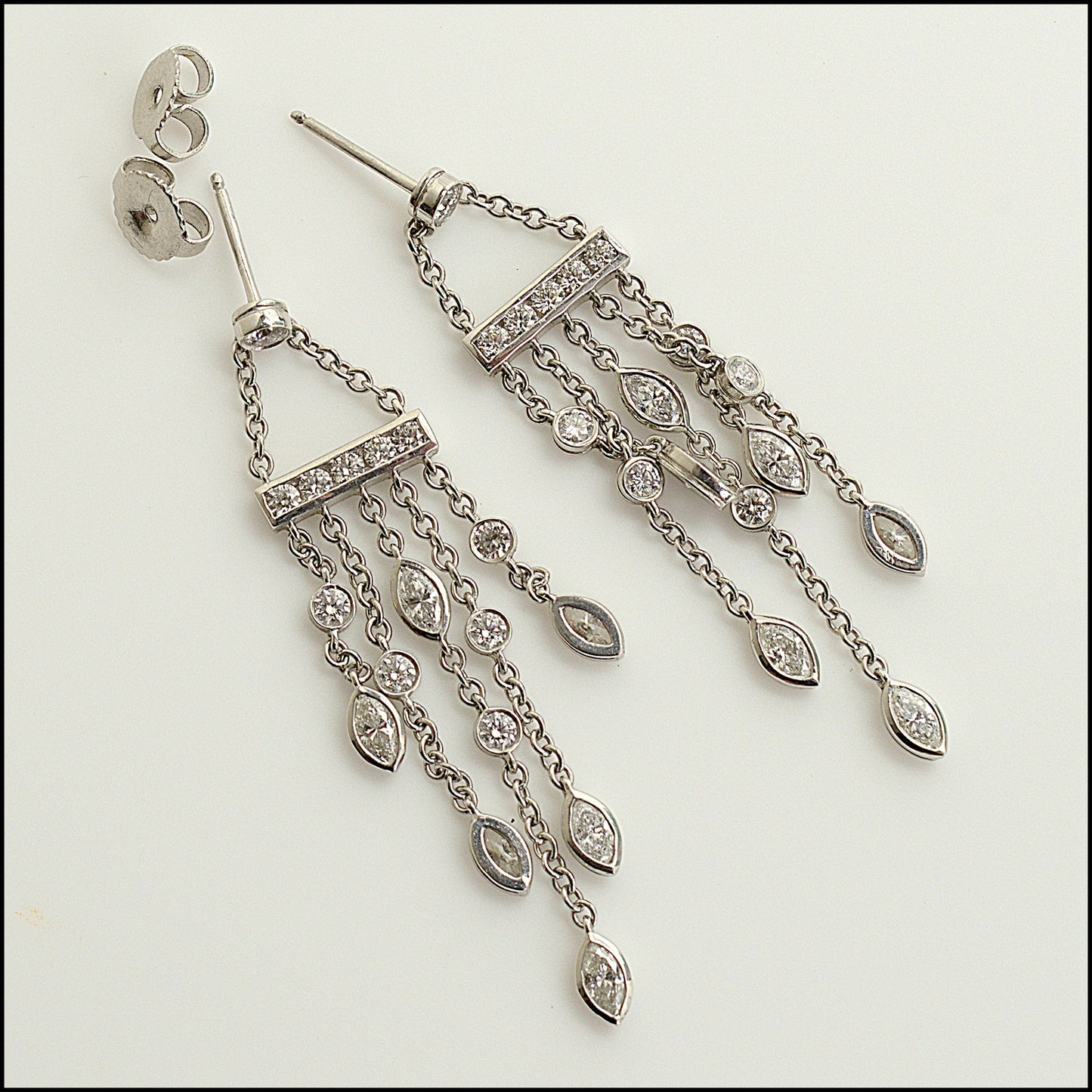 RDC15216 TIFFANY & CO. Platinum and Diamond Swing Chandelier Dop Earrings