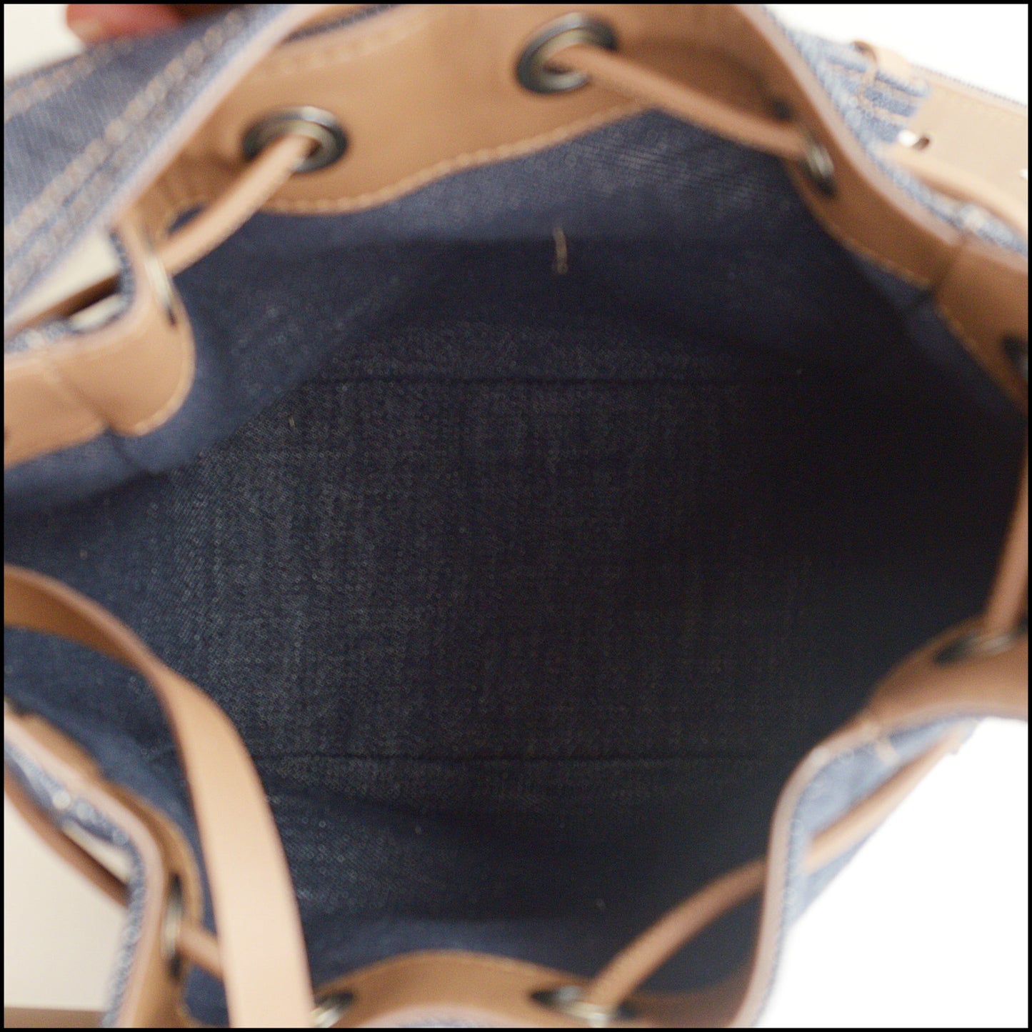 RDC15309 BRUNELLO CUCINELLI Blue Denim Duo Mini Drawstring Bucket Bag