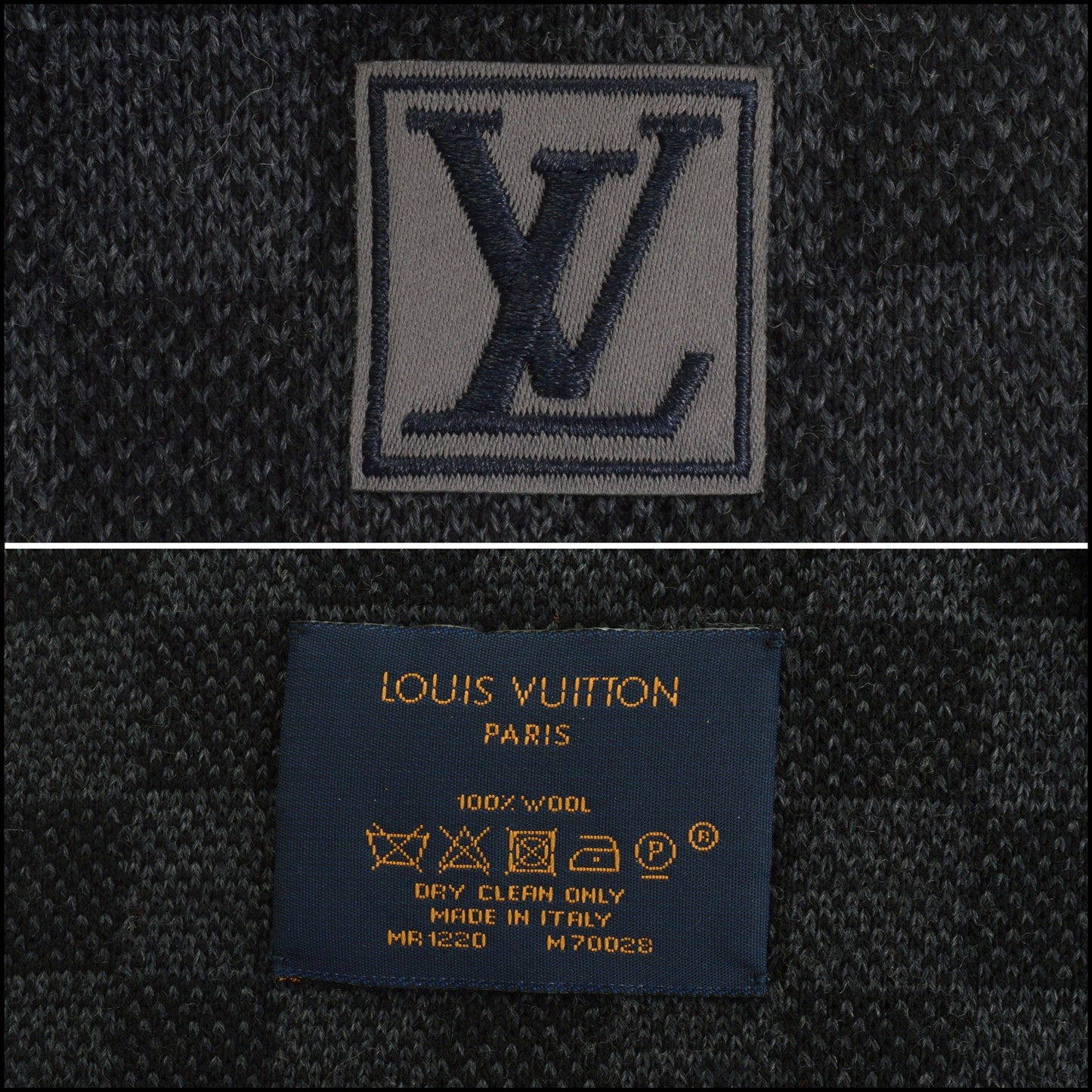 RDC15170 LOUIS VUITTON Grey Neo Petit Damier Wool Scarf