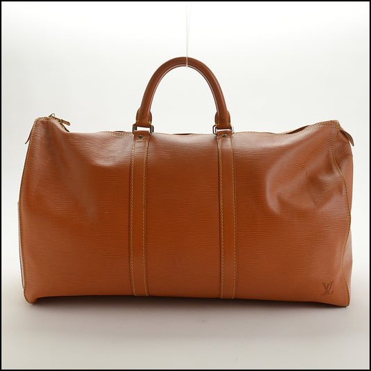 RDC15024 LOUIS VUITTON '91 Gold Tan Brown Epi Keepall 50 Travel Bag