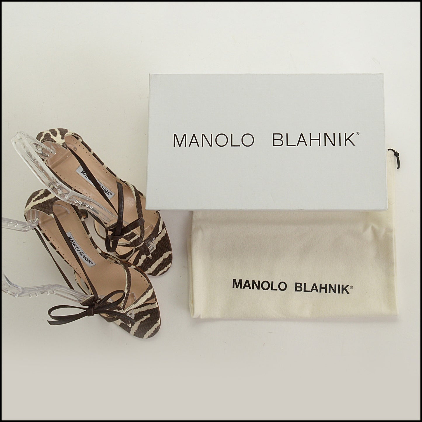 RDC15365 MANOLO BLAHNIK Zebra Fabric Vanusa Stiletto Heels Size 37