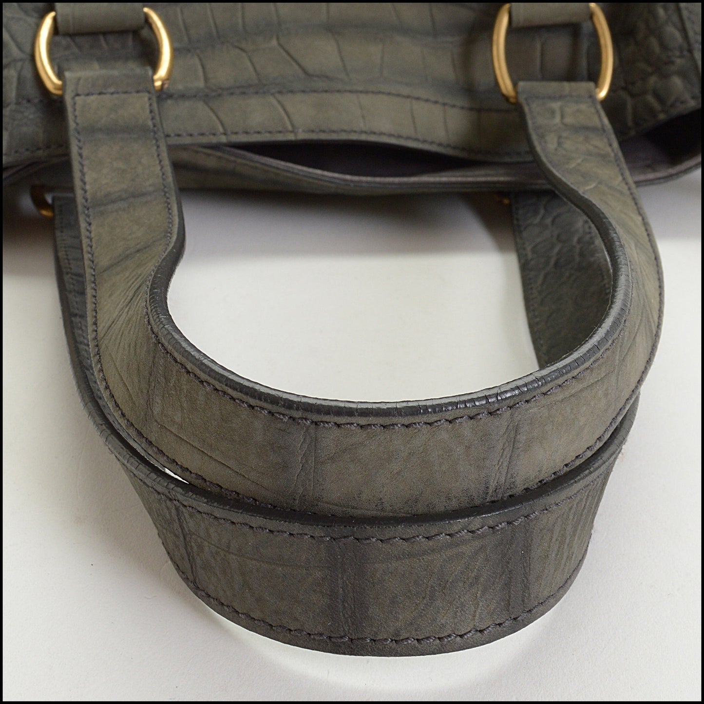 RDC14660 YVES SAINT LAURENT Grey Embossed Nubuck Large Downtown Bag