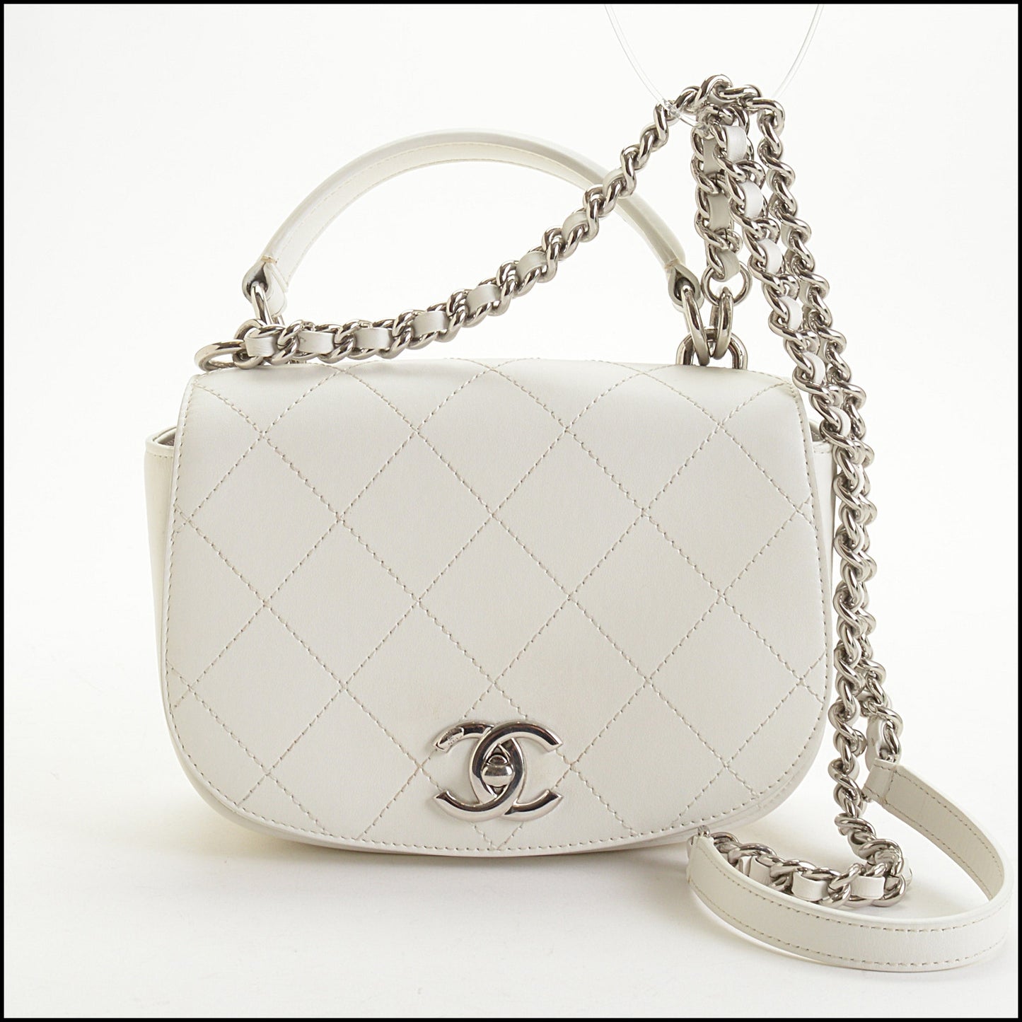 RDC14832 CHANEL '17 White Quilted Ring My Bag Flap Handbag