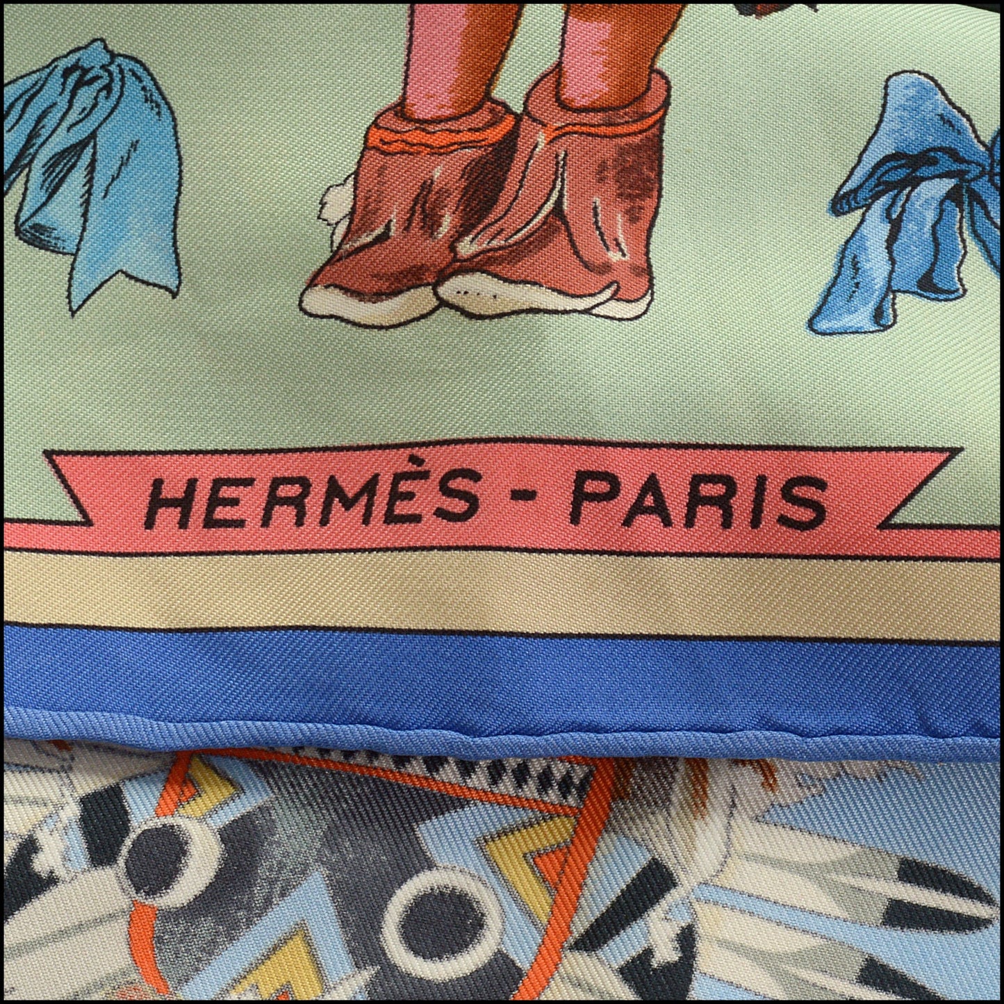 RDC15417 HERMES Blue Kachinas Kermit Oliver Silk Scarf 90cm
