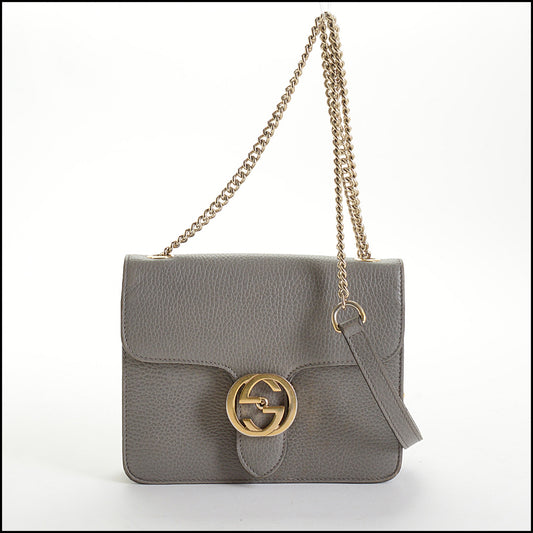 RDC14622 GUCCI Grey Calfskin Interlocking G Small Crossbody Bag