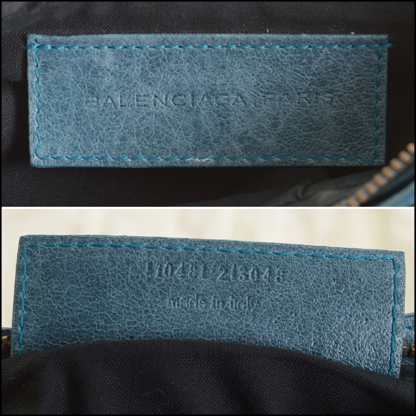 RDC14901 BALENCIAGA '05 Teal Blue Chevre Goatskin Makeup Clutch