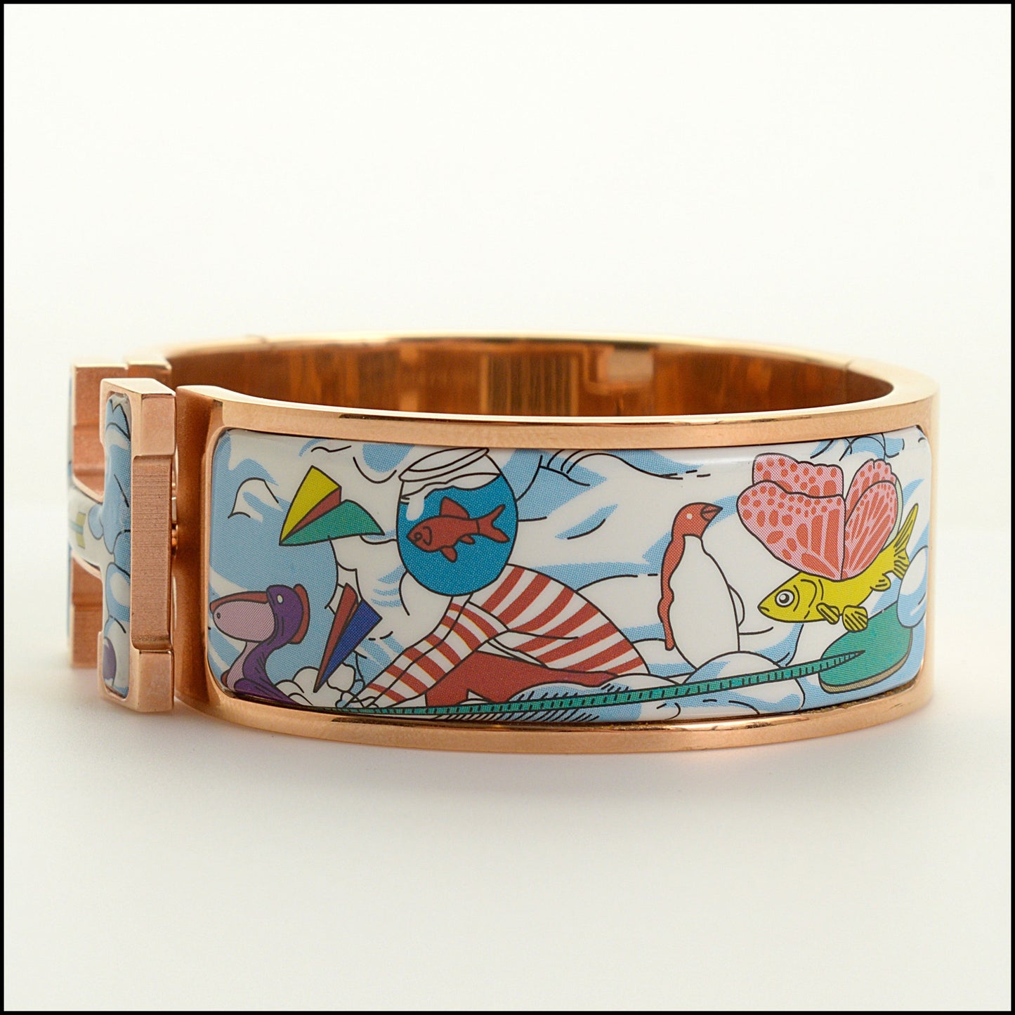 RDC15439 HERMES Blue Dans le Nuages Wide Clic Clac H Bracelet Size XS T1
