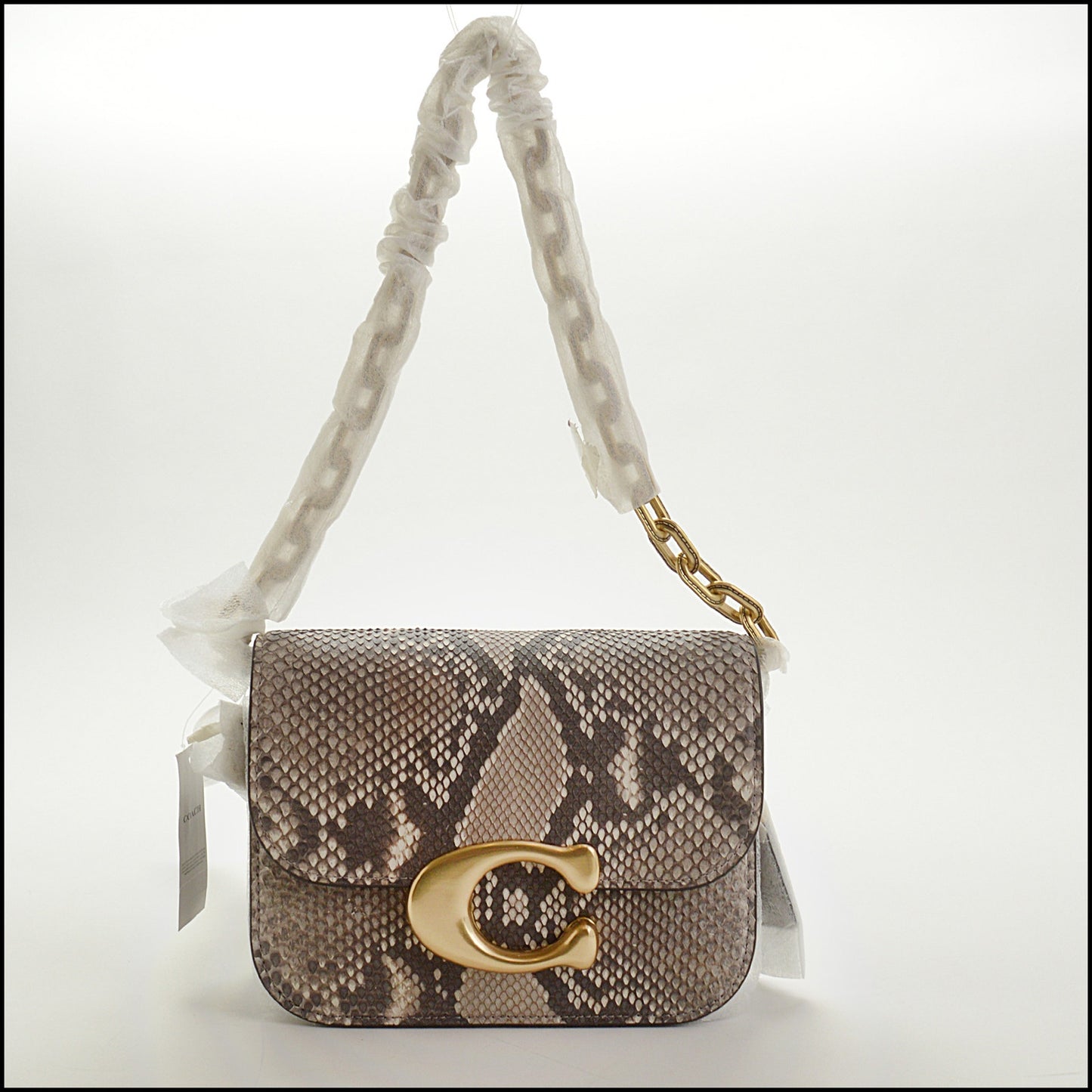 RDC15021 COACH Chalk Natual Python Idol Crossbody Chain Strap Bag