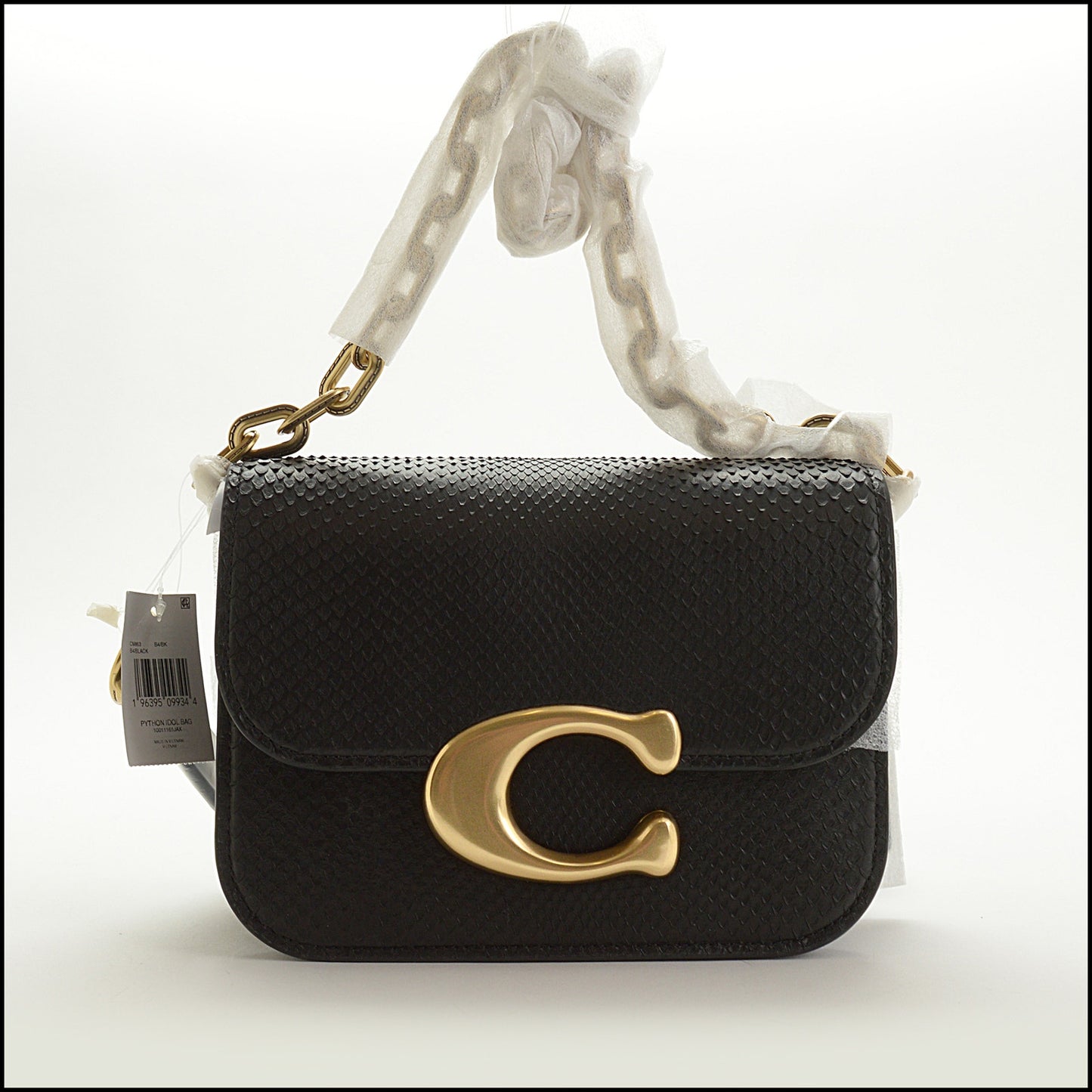 RDC15022 COACH Black Python Idol Crossbody Chain Strap Bag