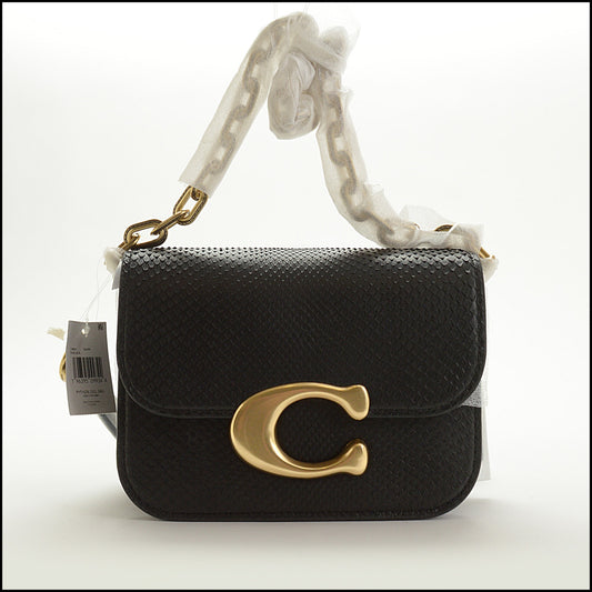 RDC15022 COACH Black Python Idol Crossbody Chain Strap Bag