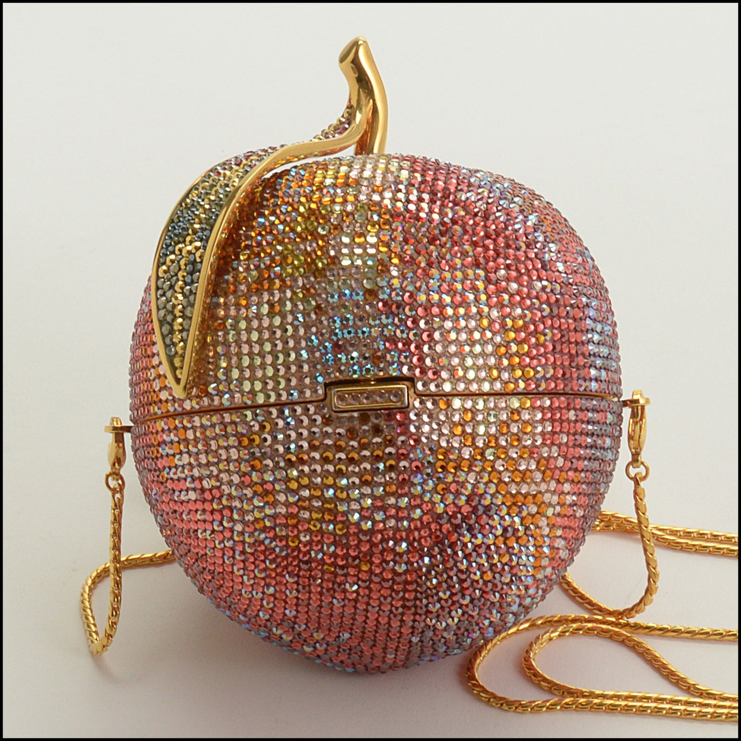 RDC15246 JUDITH LEIBER Pink Peachy Apple Crystal Minaudiere Bag