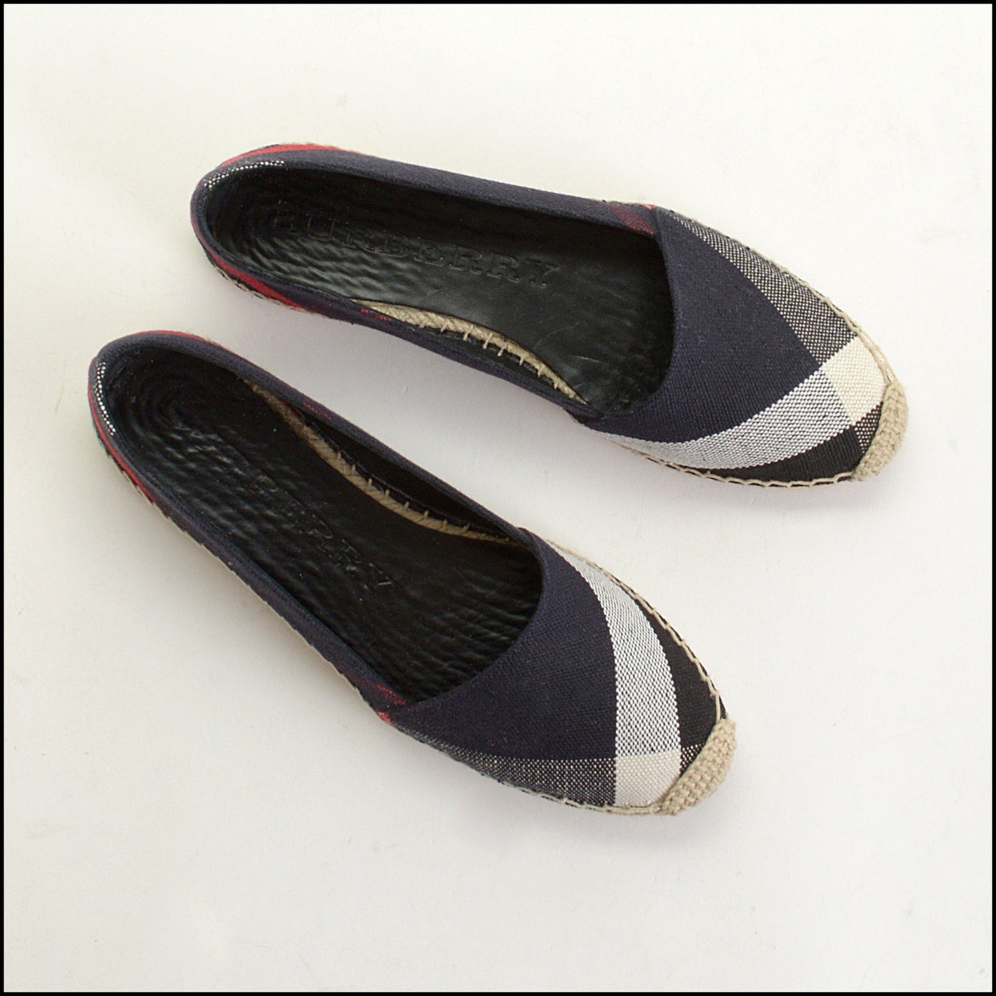 RDC14906 BURBERRY Navy Check Espradrille Flats size 37