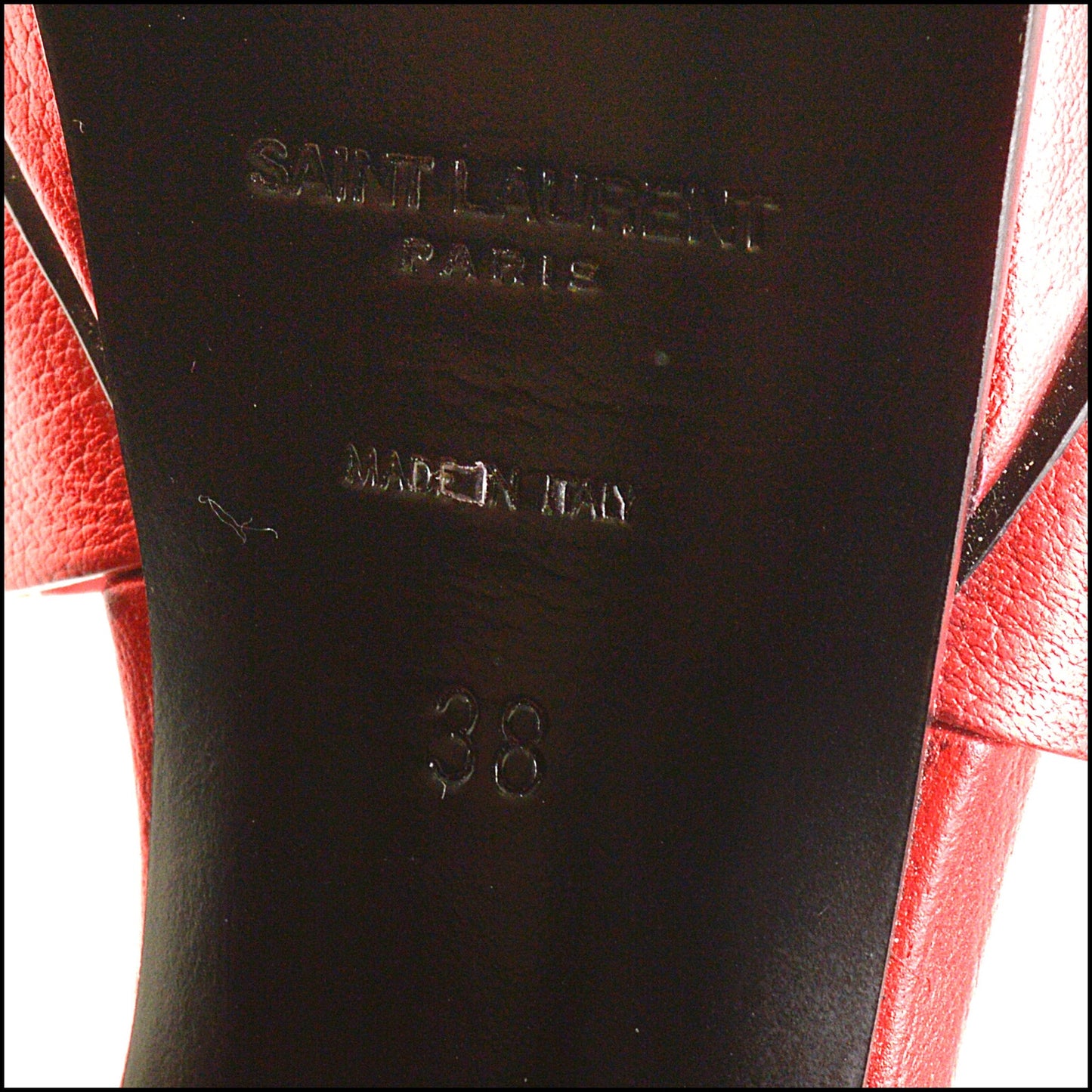 RDC15198 SAINT LAURENT Metallic Red Leather Tribute Platform Heels Size 38