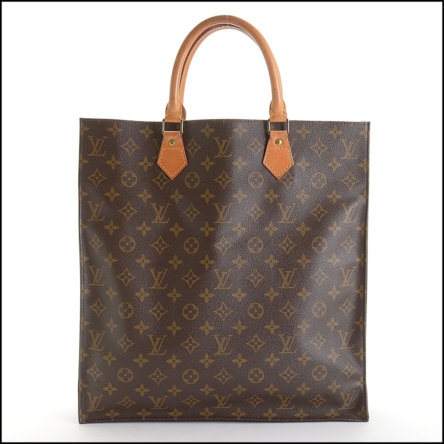 RDC14124 Authentic LOUIS VUITTON Vintage '90 Brown Monogram Sac Plat GM Tote Bag