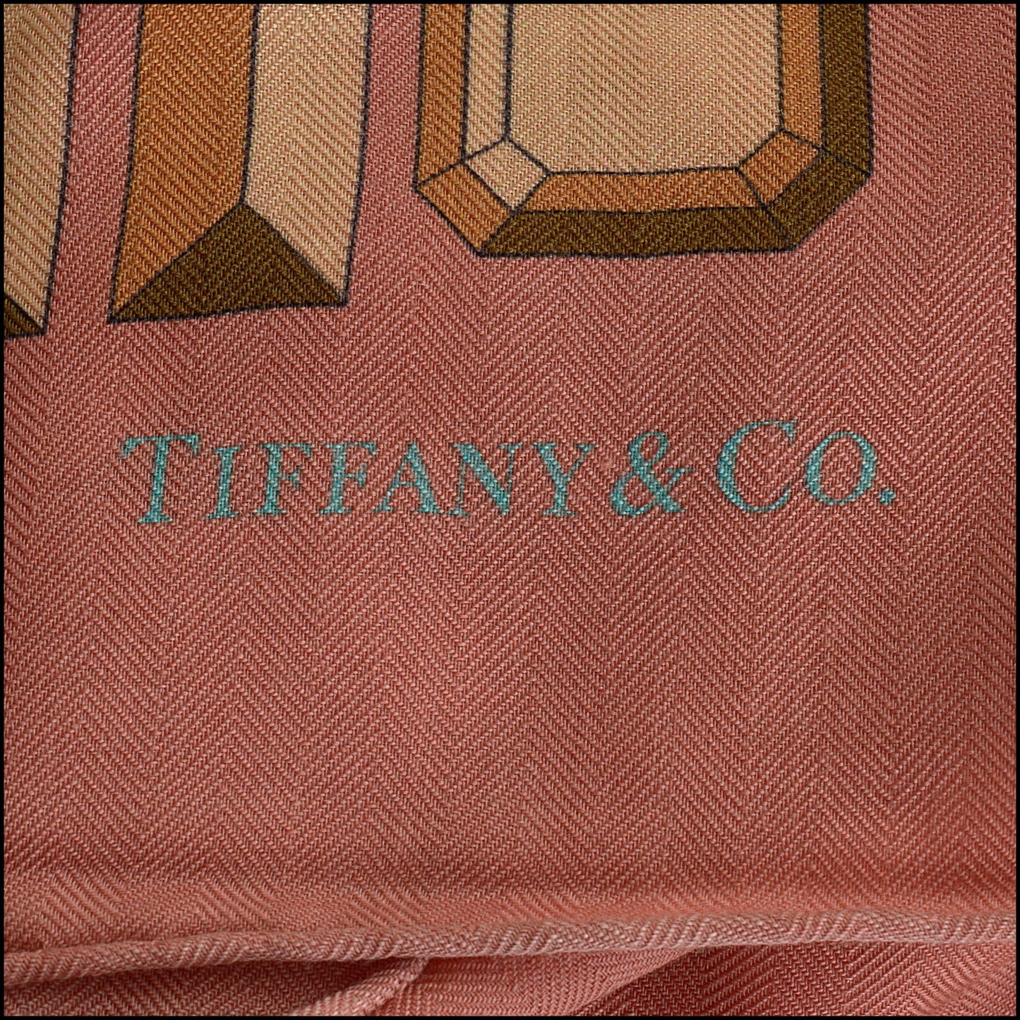 RDC15228 TIFFANY & CO. Pink Gem Border Cashmere and Silk Stole 140cm