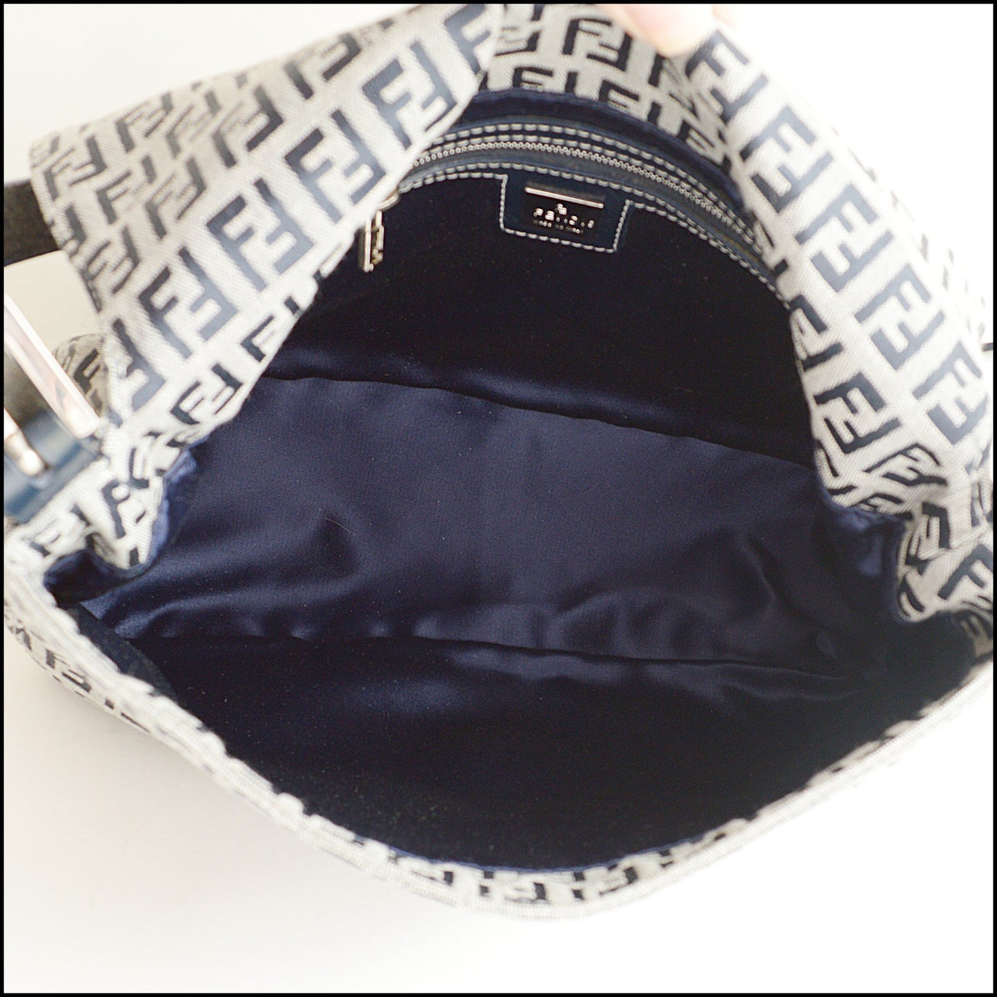 RDC15509 FENDI Vintage Navy Zucchino Vitello Mama Bag