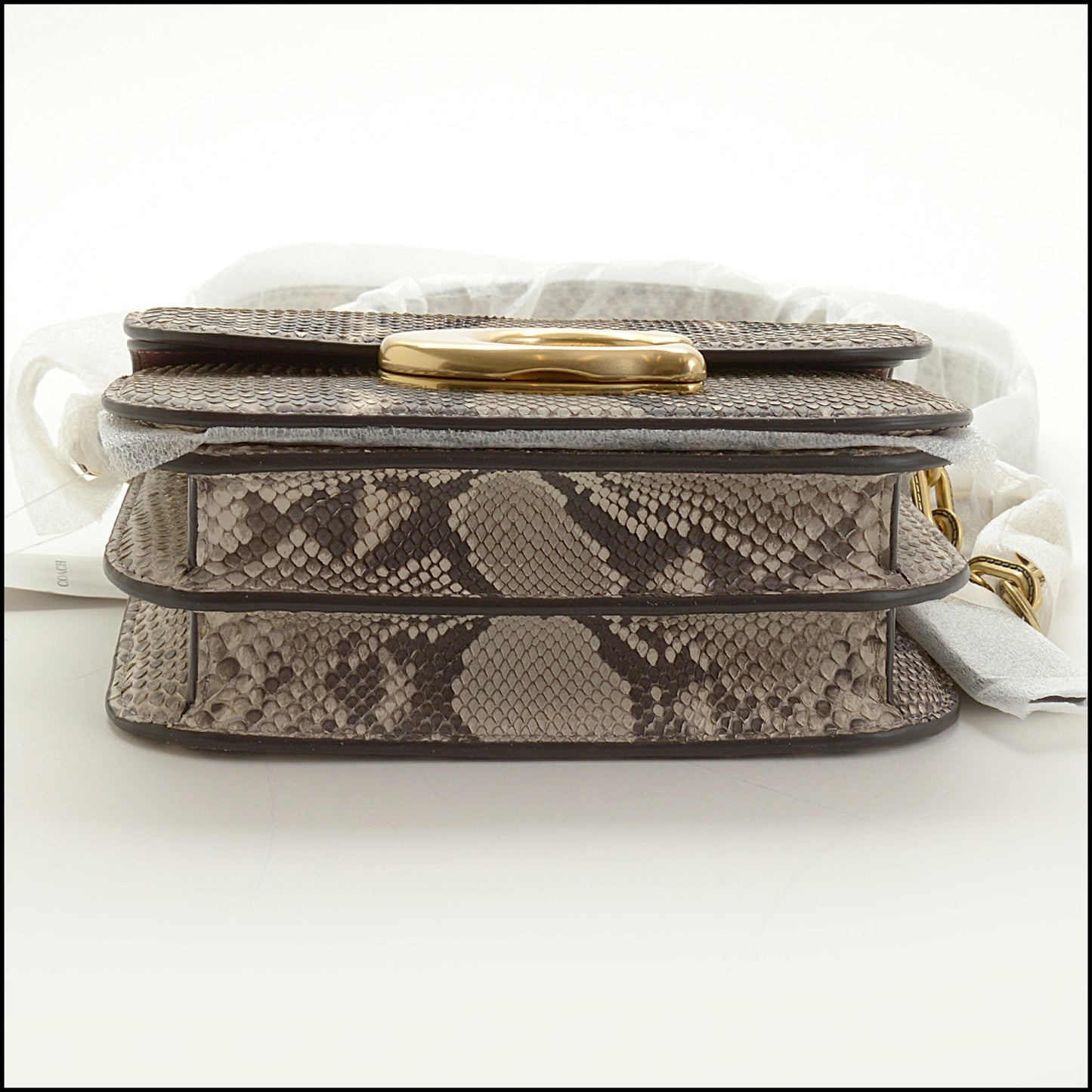 RDC15021 COACH Chalk Natual Python Idol Crossbody Chain Strap Bag