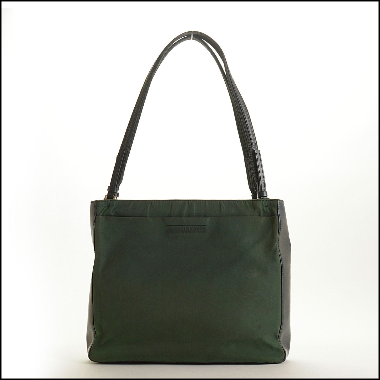 RDC15580 PRADA Green Nylon & Leather Shoulder Bag