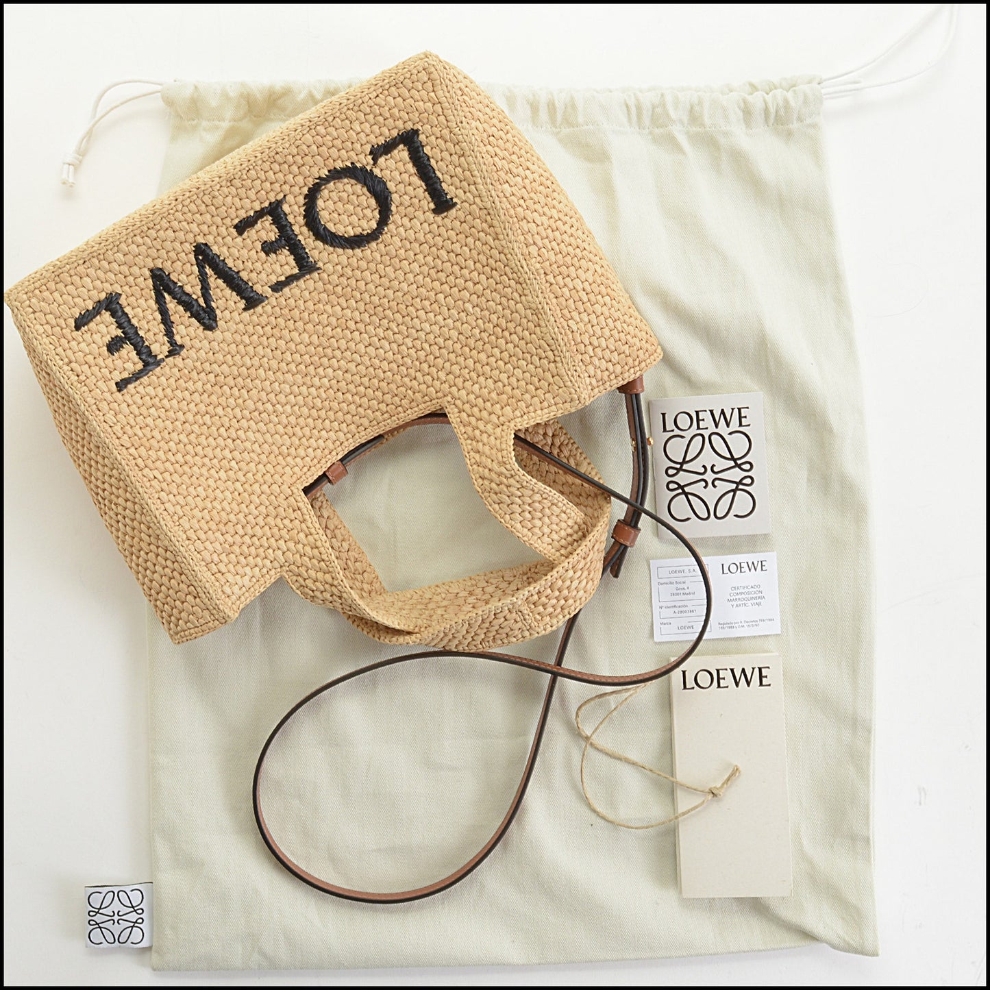 RDC14538 LOEWE Natural Woven Raffia Ibiza Small Basket Tote