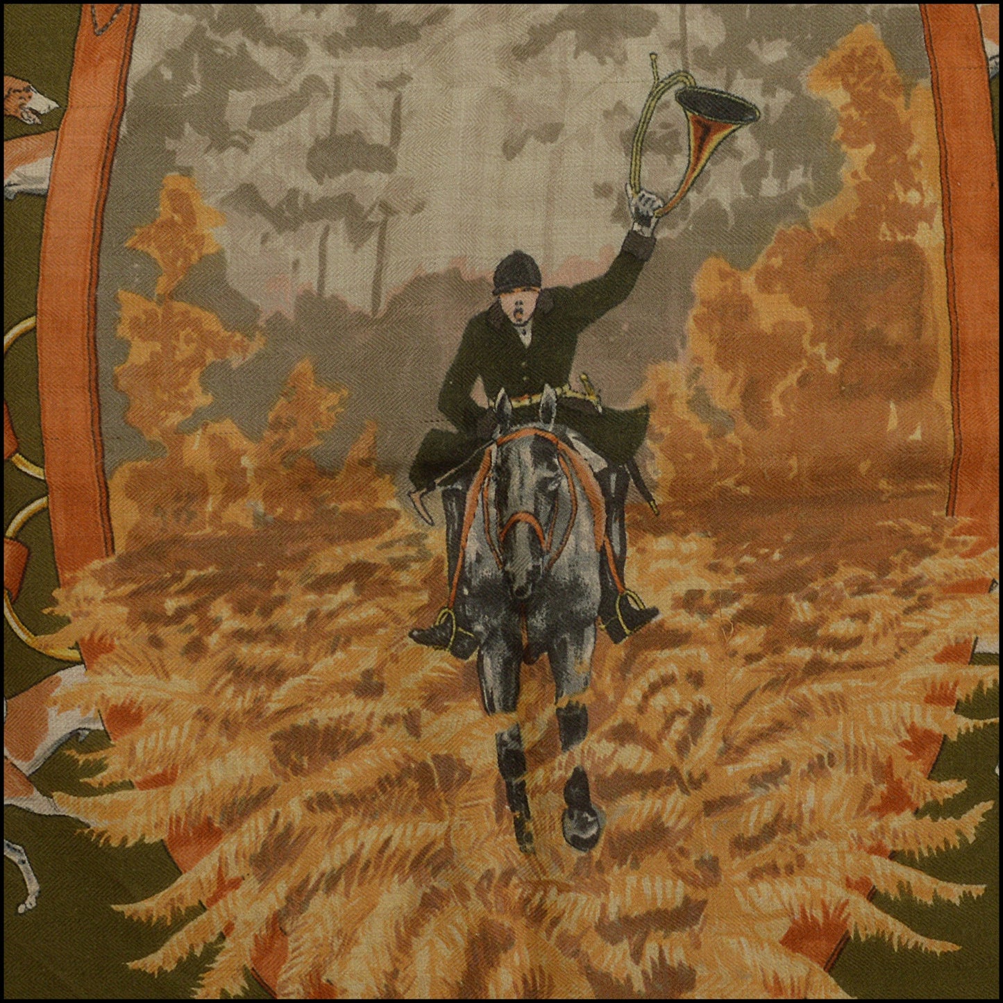 RDC15092 HERMES Vintage Green Cashmere, "Le Bien Aller" 90 Scarf