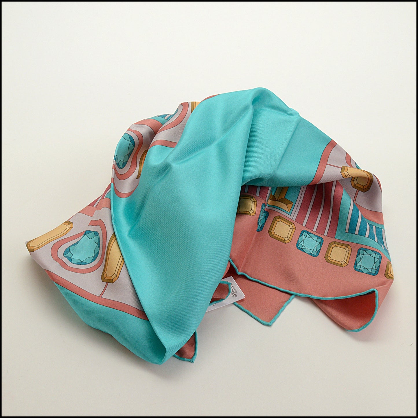 RDC15217 TIFFANY & CO. Terracotta Gem Border Silk Scarf 90cm