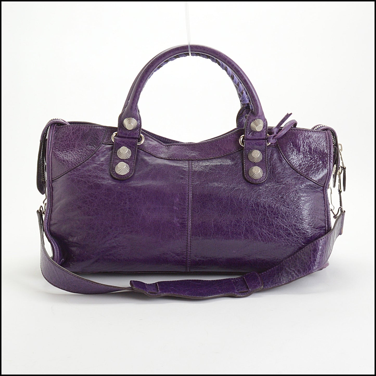RDC14348 Authentic BALENCIAGA '07 Purple Lambskin Silver Giant HW Part Time Bag