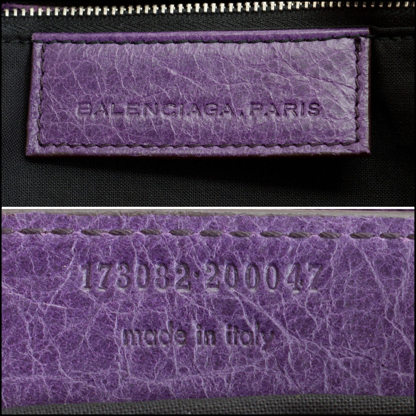 RDC14348 Authentic BALENCIAGA '07 Purple Lambskin Silver Giant HW Part Time Bag
