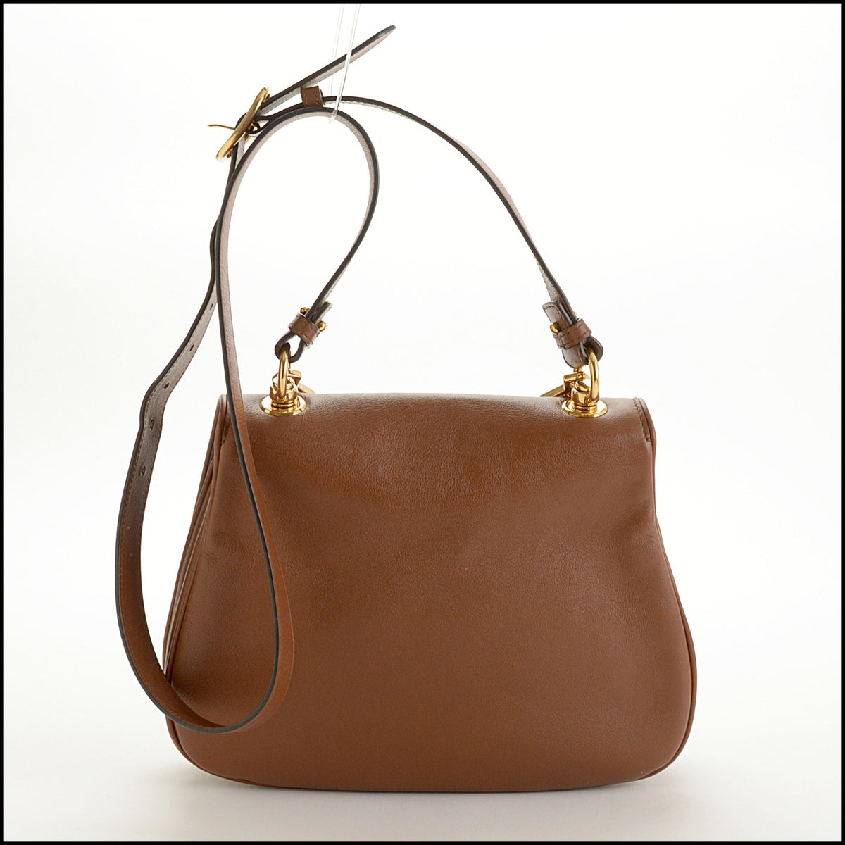 RDC15645 GUCCI Brown Leather Top Handle Blondie Crossbody Bag