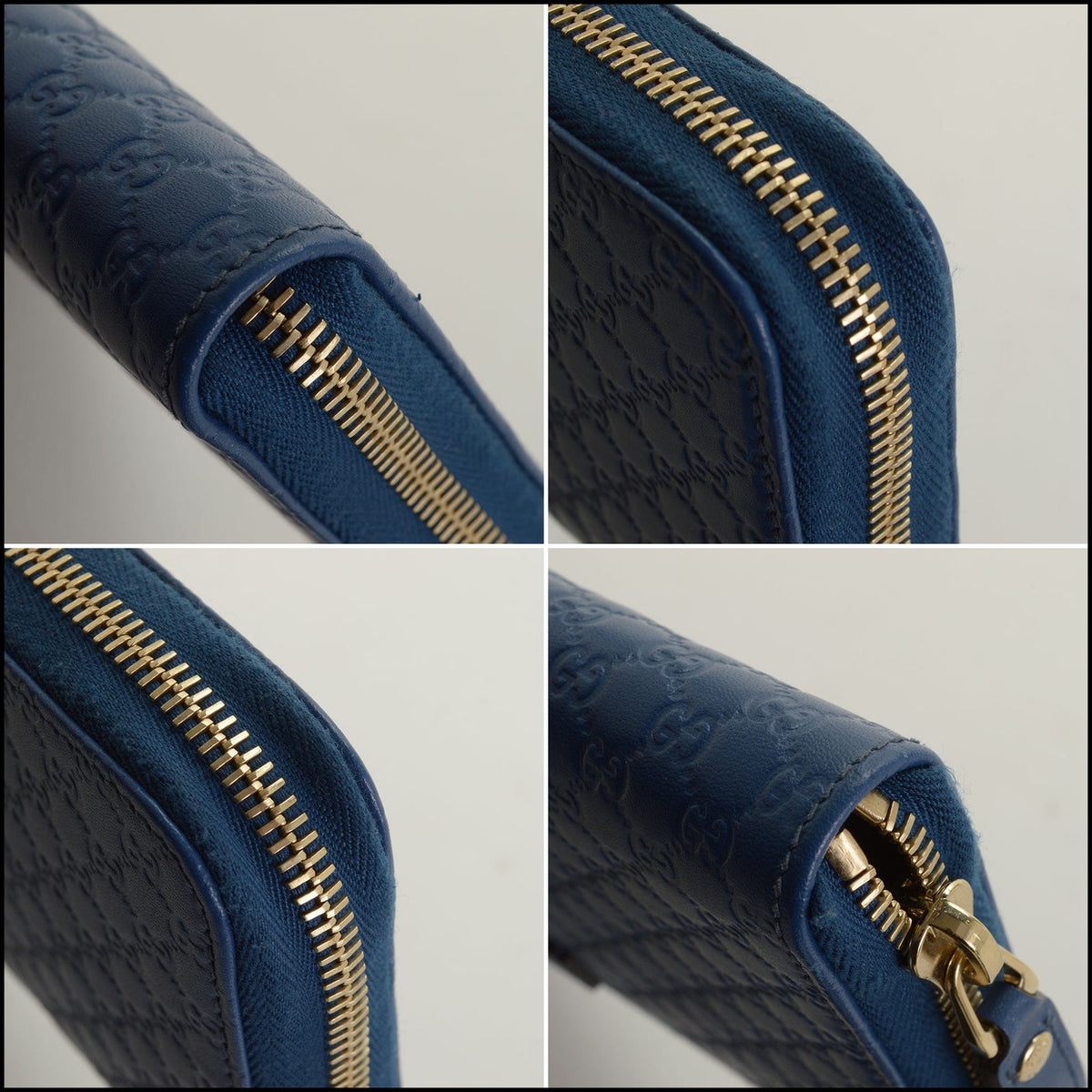 RDC15721 GUCCI Blue Micro GG Guccissima Leather Zip Around Wallet