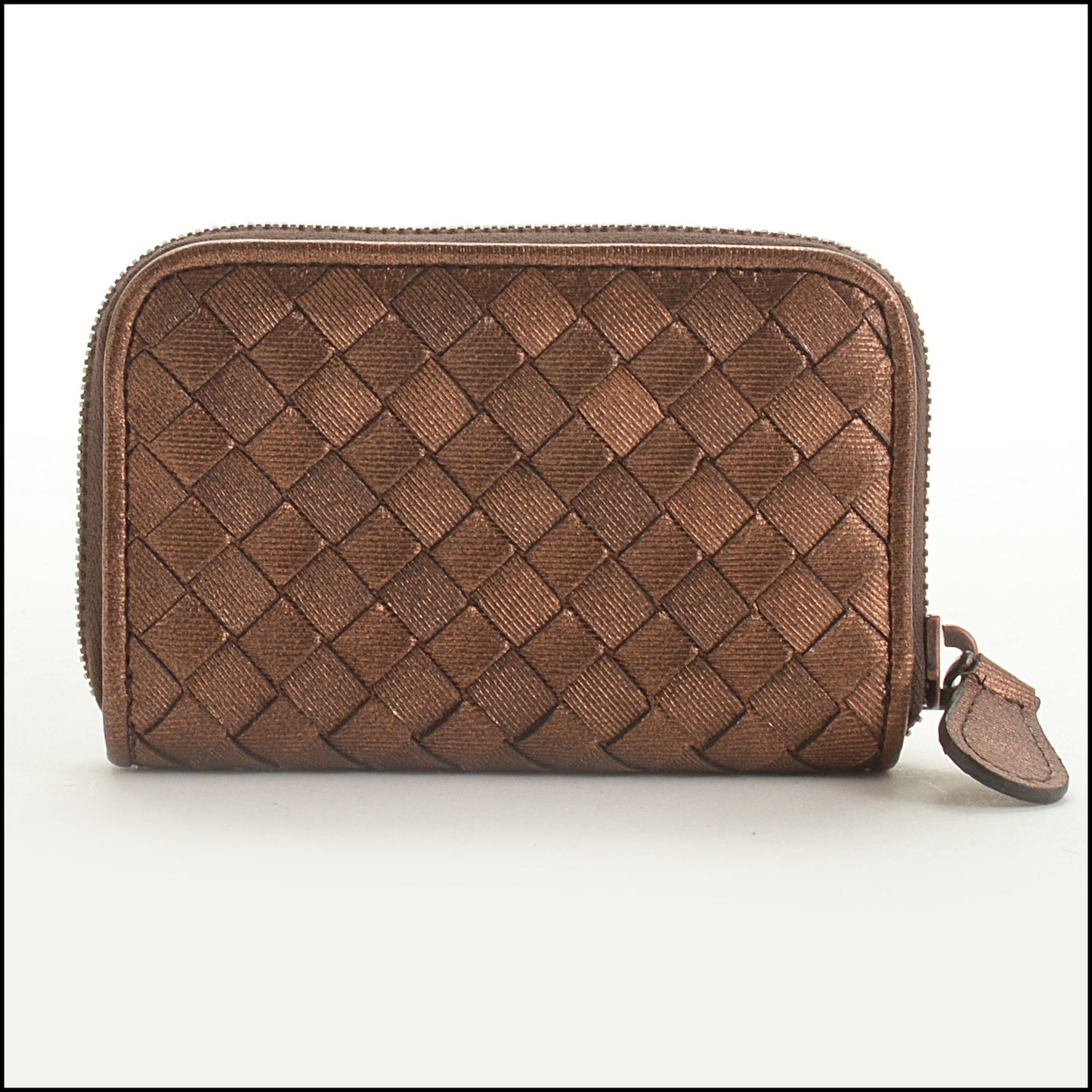 RDC15340 BOTTEGA VENETA '08 Bronze Intrecciato Zipped Card Case Wallet